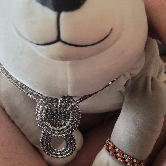 Silver toned braided, knotted Necklace - Picture 3 of 3